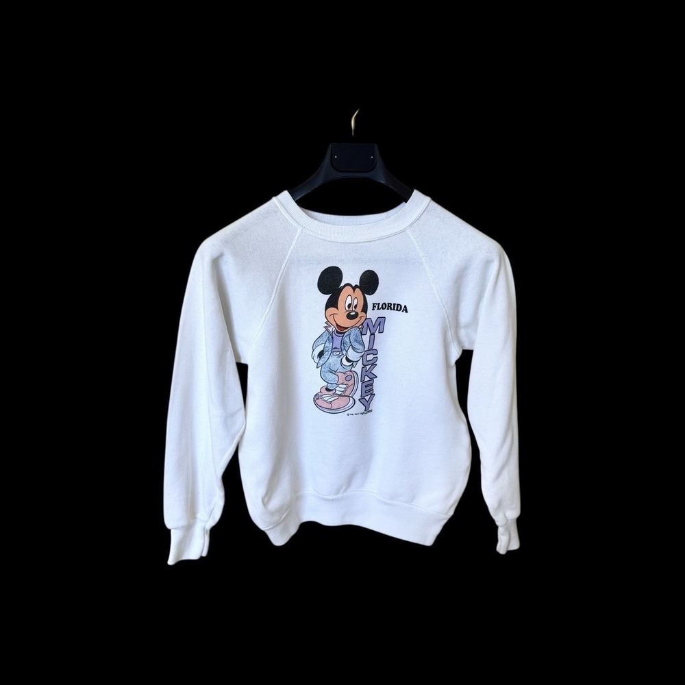 Vintage 80's Mickey‎ Florida Disney Sweatshirt Womens XS Youth Med VelvaSheen